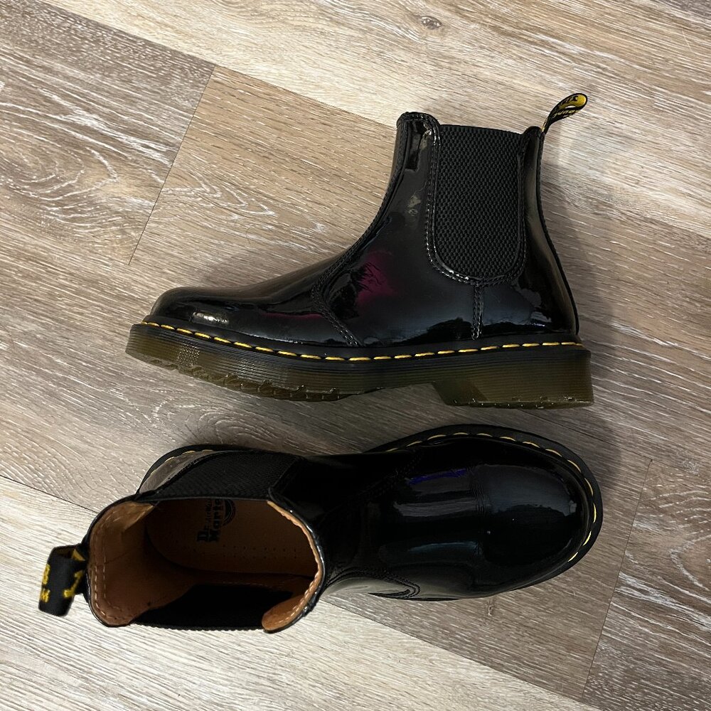 Dr. Martens Women's 2976 Shiny Black Patent Leather Chelsea Boot - SIZE 7